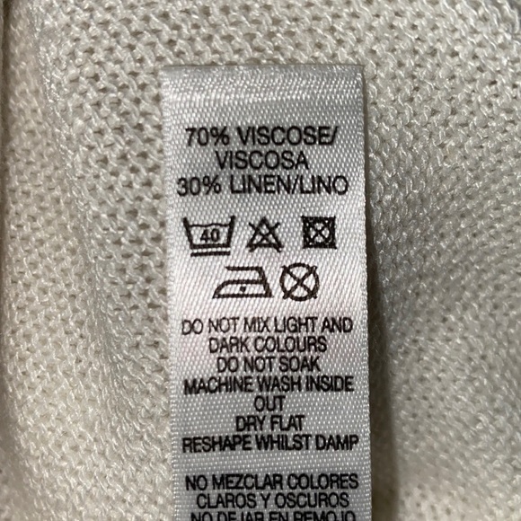 DUNNES Women’s Crochet Sheer Linen Blend High-Low Lightweight Sweater Size 14 - Picture 7 of 7